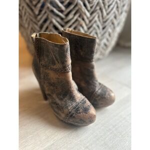 Bed Stu Cobbler Series Brown Distressed Leather Heeled Ankle Boots Sz 6.5 Grunge